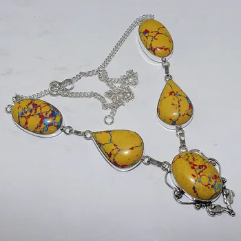 

Mosaic Jaspers Necklace Silver Overlay over Copper, 53.5cm, N1682