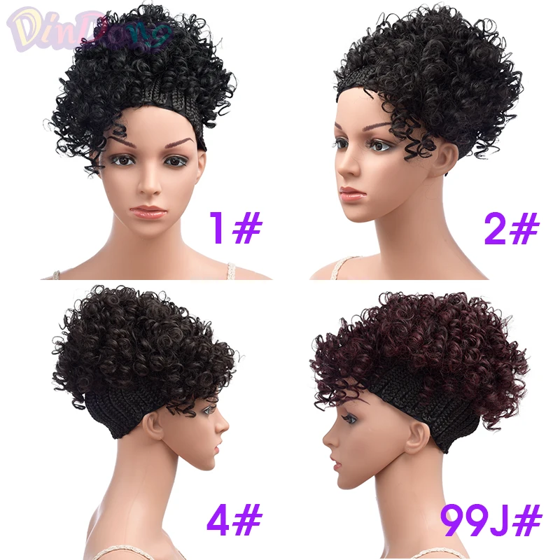 DinDong короткий афро кудрявый Updos парик синтетический зажим в основы конский хвост наращивание волос хвост накладные волосы конский хвост с челкой