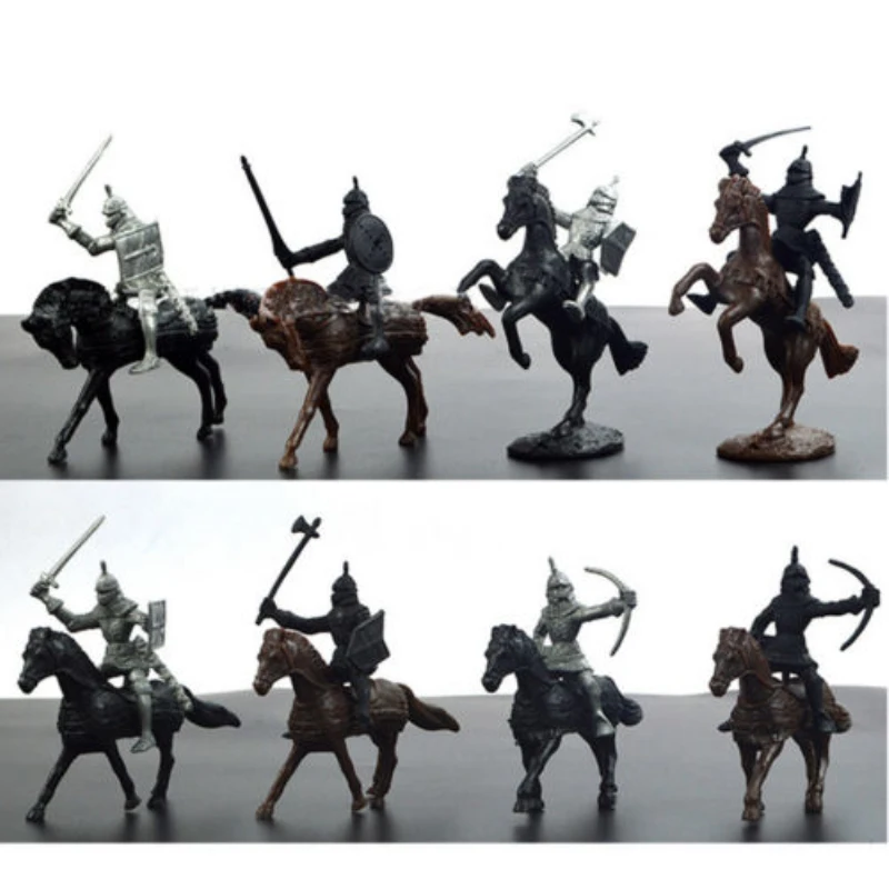 

Plastic Warriors Crafts 28PCS Creative Gifts Medieval Knights Horses Soldiers Model Figurines Miniatures Home Table Decorations