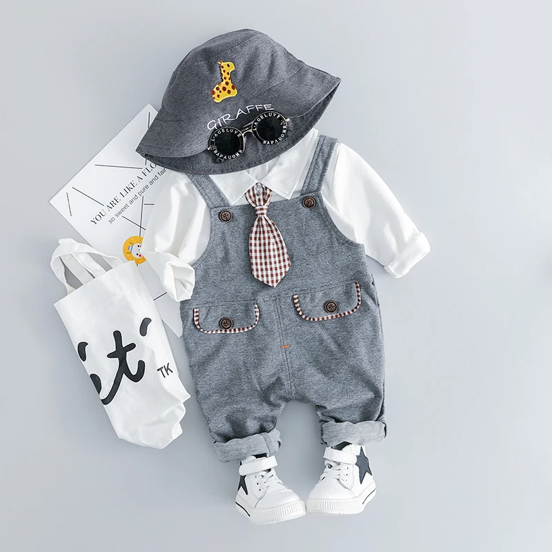HYLKIDHUOSE 2019 Autumn Toddler Infant Clothes Suits Baby Boys Girls Clothing Sets T Shirt Bib Pants Kids Children Costume