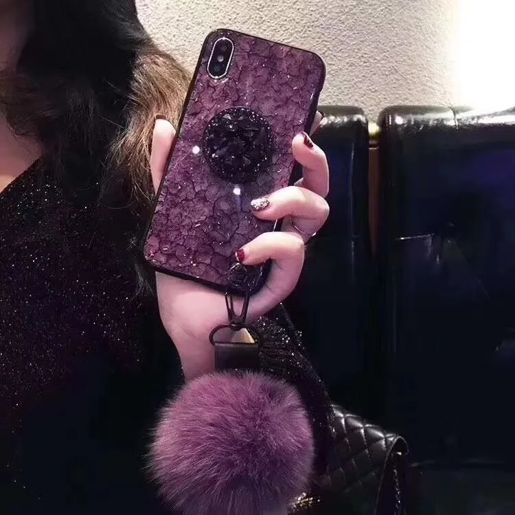 

Hot Crystal Chain Pompom Fur Ball Case Capa For Huawei Honor 20 10i 10 9 Lite 8X 8C 8A 7A Pro 7C 5.7" Nova 3i/4 P Smart 2019