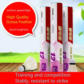 

Training Competition Badminton High Quality Goose Feather 12 or 6 pcs per barrel Durable And Stable Shuttlecock Free Delivery