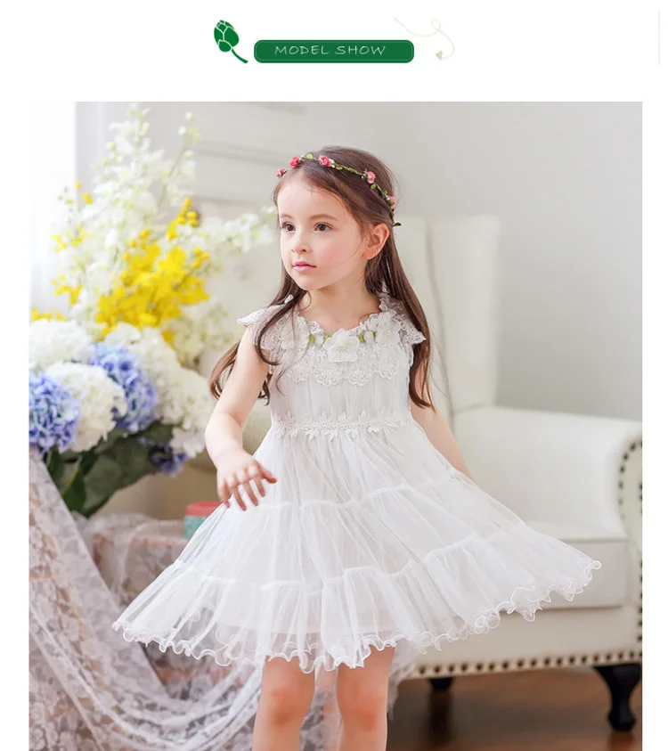 Летнее белое кружевное платье с объемным цветочным рисунком для маленьких девочек возрастом от 4 до 14 лет г., корейское платье принцессы с короткими рукавами на свадьбу, день рождения, вечеринку, выпускной вечер