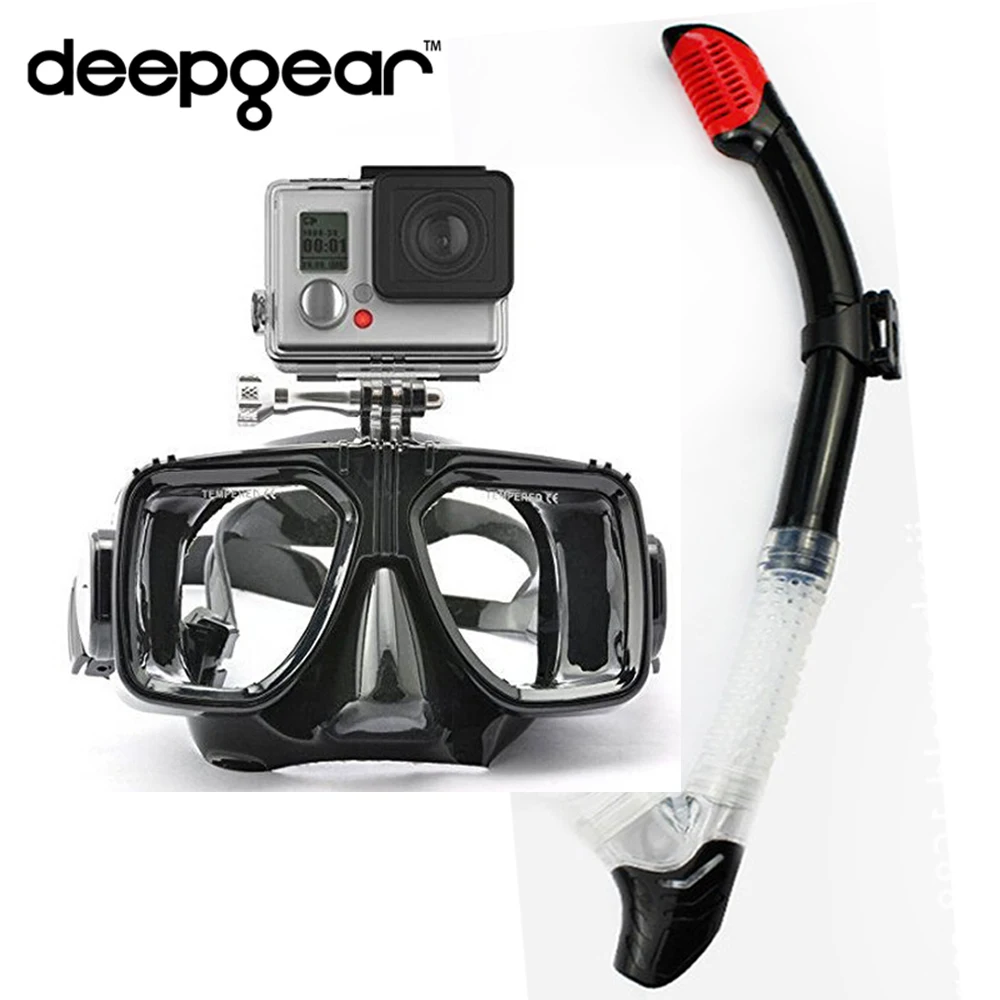 DEEPGEAR Diving Swimming Snorkel Set camera scuba mask Full dry snorkel