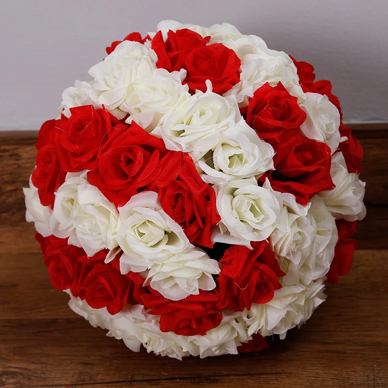 Hot 8"20 CM Romantic Artificial Red+Beige Roses Flowers ball Kissing