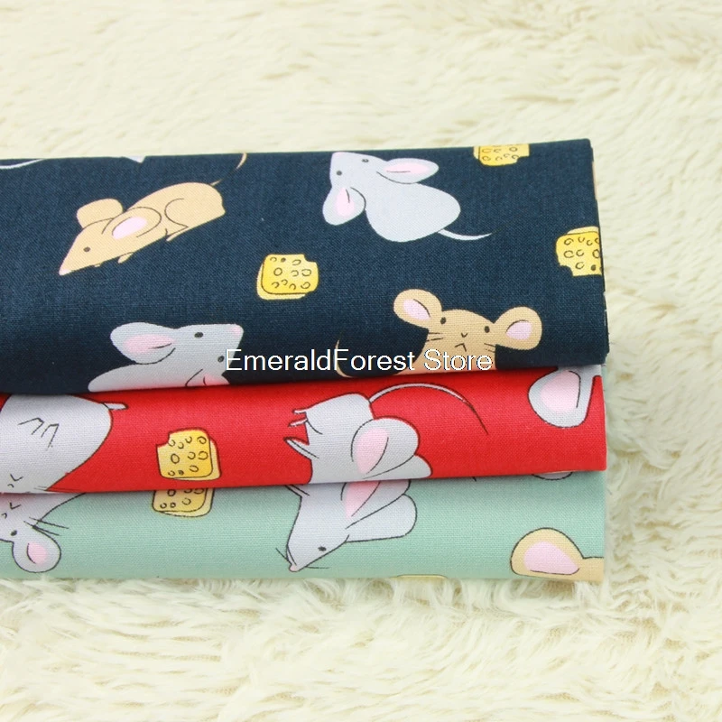 High Quality Thick Cotton Cloth, Cute Rat Print Cloth, Hand Diy Gold