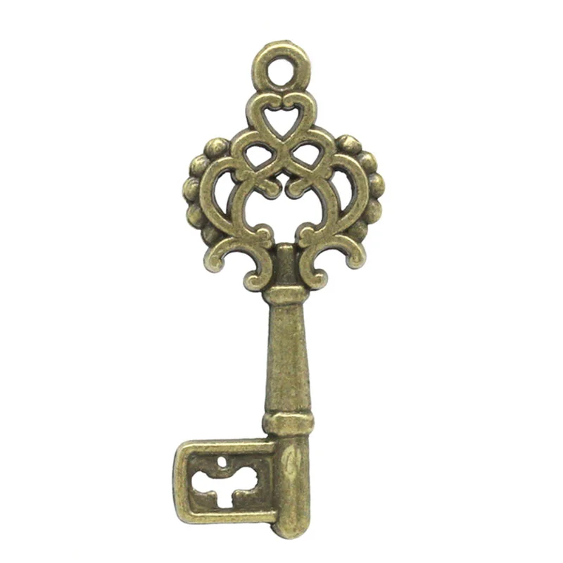 

Doreen Box Lovely Charm Pendants Key Antique Bronze Hollow Flower Carved 28x11mm,50PCs (K02007)