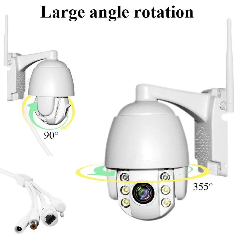 PTZ Security Camera Outdoor 1080P WiFi Pan Tilt Zoom 5X Optical Color Night Vision Two-Way Audio IP66 Weatherproof Motion Alerts