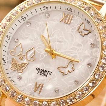 

Good quality fashion trend women's Casual Quartz Watch Mesh Belt Butterfly Rhinestone Wrist Watch Women's Quartz Watch Hot