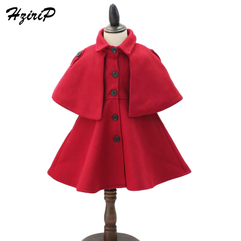 

HziriP Girl 2017 New Autumn Winter Cloak Coat Children Fashion Wool Blends Long Sleeve Outerwear Kids Girls Jacket Baby Clothes