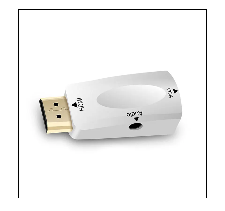HDMI to VGA Adapter Converter with Audio Cable Male To Female 1080P For PCHDTVDVDXbox PS3 Projector Black and White 2018 New (9)