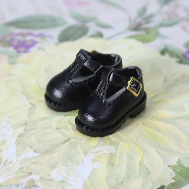 Shoes for 1/6 Blyth doll cute leather shoes 3.3cm in six colors suitable for JOINT body Free shipping - Цвет: Black