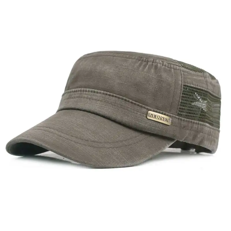 

Adult Unisex Chapeau Adjustable Cadet Style Cotton With Mesh Flat Top Military Cap Army Hats Men Women Summer Military Hats 333