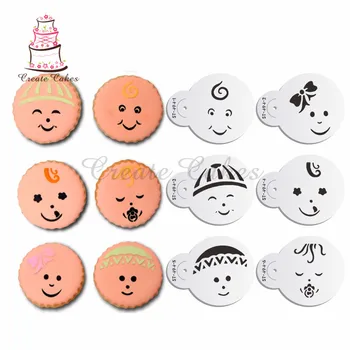 

Baby Faces Decorating Stencil for Cookies and Cupcake Decoration Fondant Cake Plastic Stencil Template Moulds Baking Tools