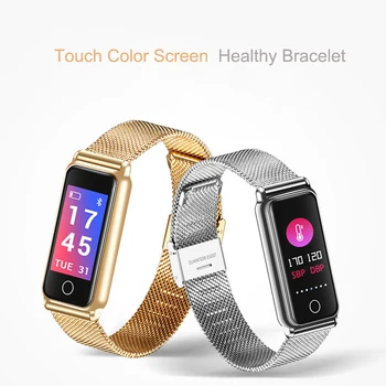 

Smart Bracelet Blood Pressure Measurement Metal Bluetooth Watch Blood Pressure Heart Rate Measurement Sports Step Waterproof