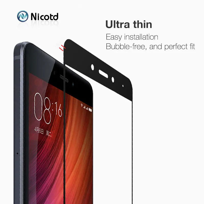 Закаленное стекло Nicotd для Xiaomi Redmi 4X полноэкранная Защитная пленка Xiomi redmi Note 5 pro 6A 6