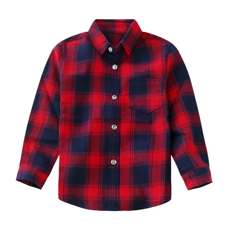 Promotion Hot Sale Boys Shirts Classic Casual Plaid Flannel Children shirts For 3-11 Years Kids Boy Wear - Цвет: 1710-Red