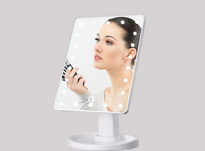 

360 Degree Rotation Touch Screen Make Up LED Mirror Cosmetic Folding Portable Compact Pocket With 22/16 LED Lights Makeup Mirror