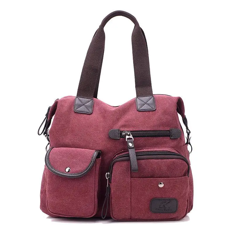 Модная холщовая женская сумка большой емкости, женские сумки, брендовая дизайнерская повседневная женская сумка на молнии, женская сумка на плечо - Цвет: Фиолетовый