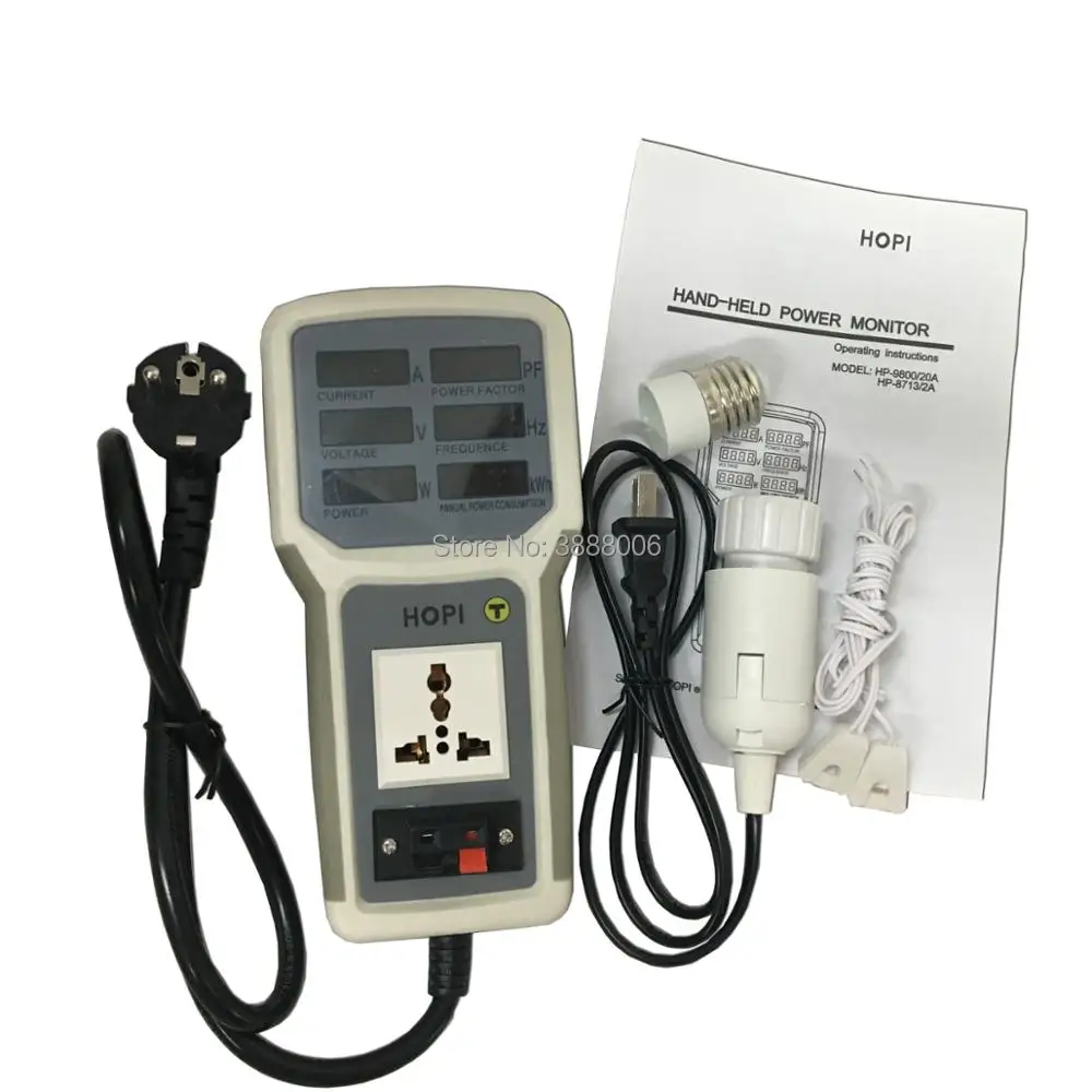 

HP-9800 Handheld Power Monitor Energy Meter Analyzer HP9800 20A LED Saving Lamps Tester EU/AU/UK/US Plug Socket Power Meter