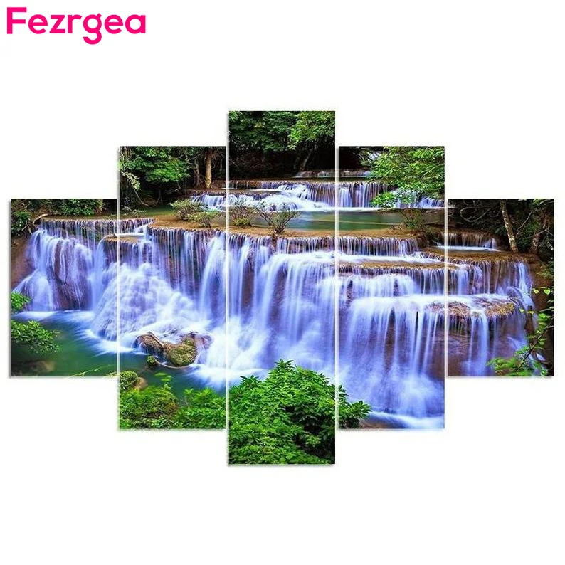 

DIY Multi-picture Diamond Painting Waterfall Combination Mosaic Cross Stitch Full Round Drill Diamond Painting kit Home Decor