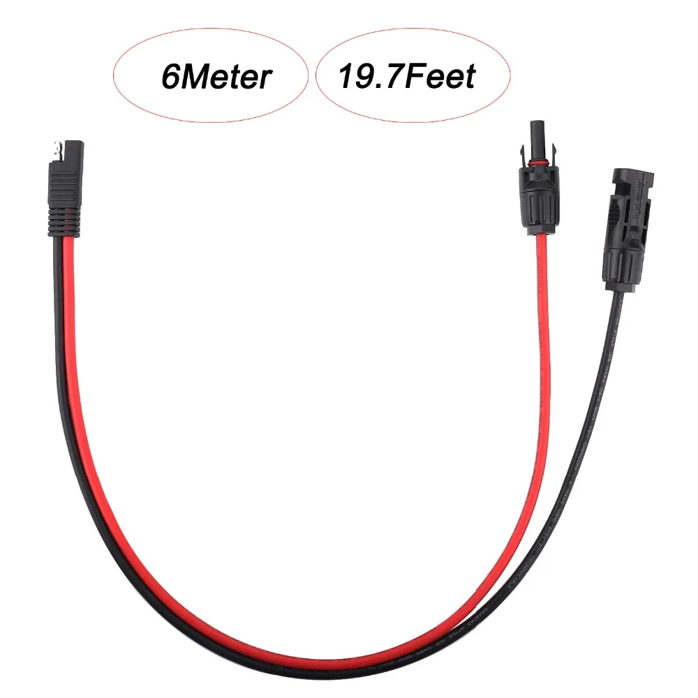 

6 Meter 19.7ft Recreational Vehicle 10AWG Solar Extension Cable with MC4 Female and Male Connector Solar Panel Adaptor Kit