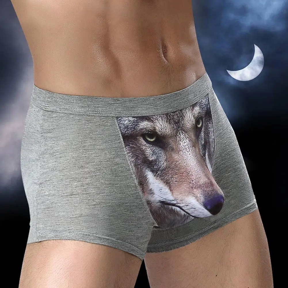Creative Animal Wolf Eagle Head Men's U Convex Breathable Boxer Underwear new