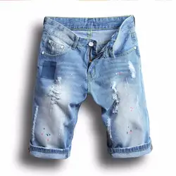 Горячая Мода 2019 г. Повседневное струйных стиральная рваные мужские джинсовые шорты Лето локомотив хип хоп уличные джинсы hombre