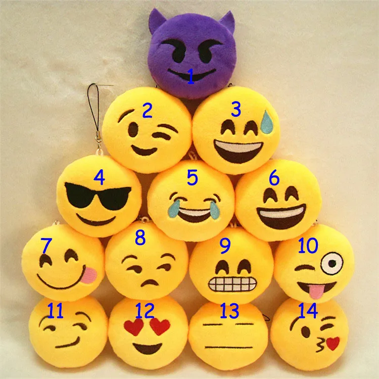 New Arrival 8*8cm Emoji Small Pendant Smiley Plush Keychain, Soft Plush Toys & Hobbies Key & Bag Chain Phone Strap