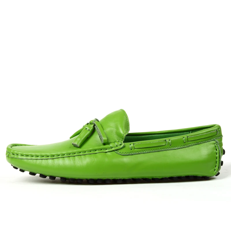 US 6-10 Royal Blue Soft Genuine Leather Casual Slip On Tassel Driving Loafer Fashion Mens Boat Shoes Orange Man Summer | Обувь