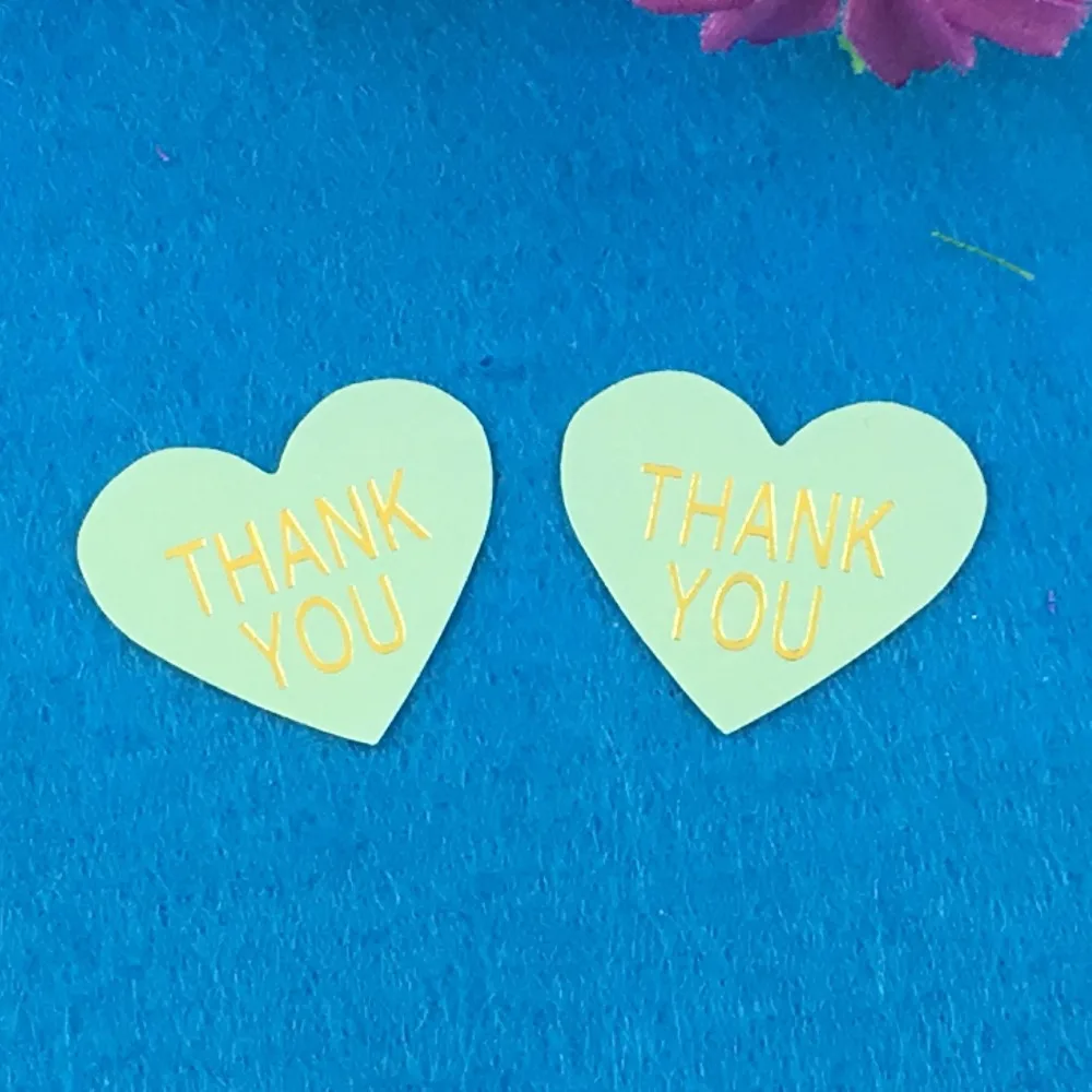 300 шт./лот 3 2*2 8 см термопечать золотые наклейки Thank You этикетки мятно зеленые в