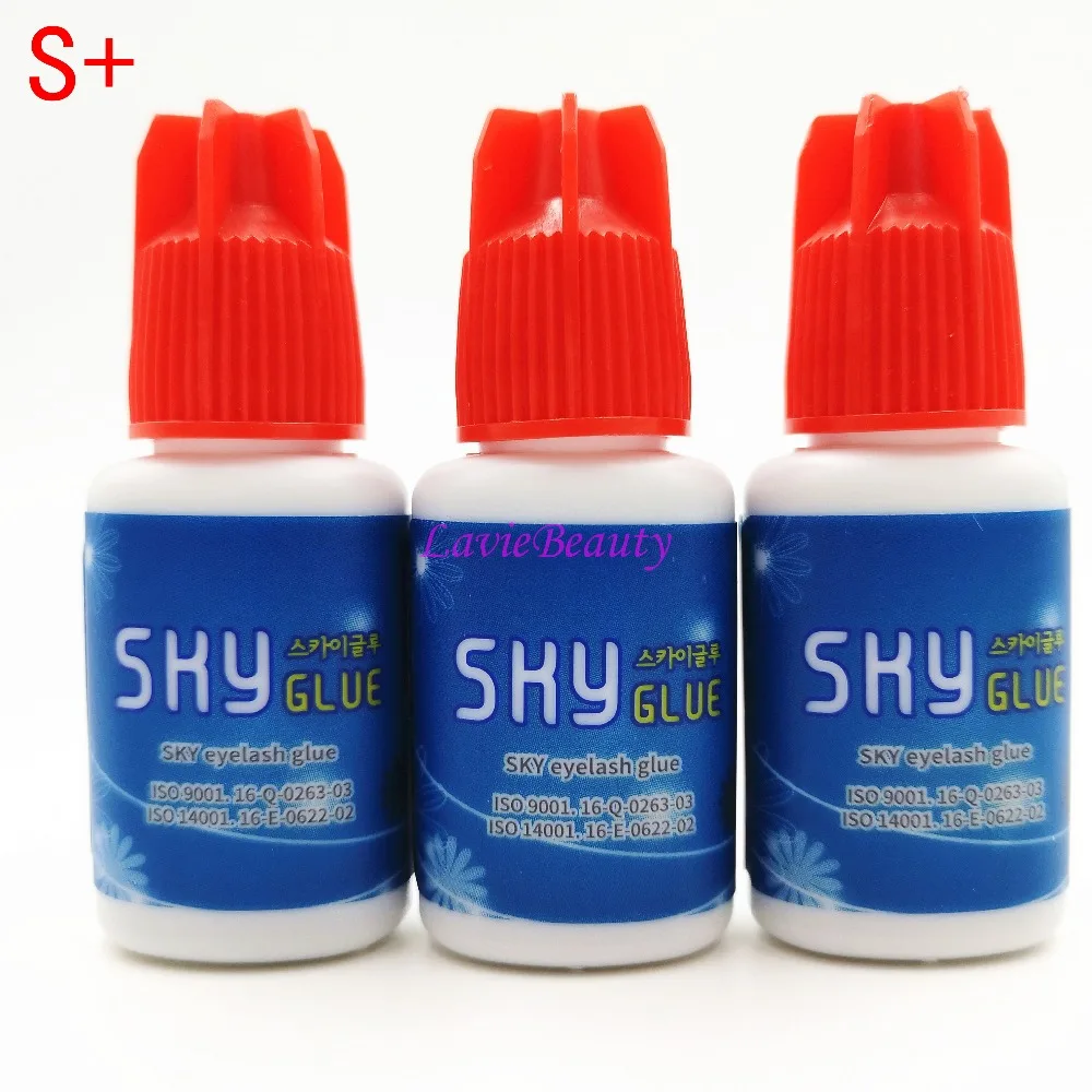 

Free Shipping 1 bottle 1-2s dry time Most Powerful Fastest Korea Sky Glue S+ for Eyelash Extensions MSDS Adhesive,5ml Red Cap