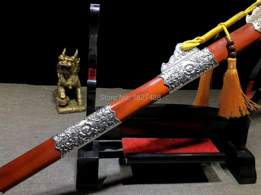 Clay Tempered Super Sharp Chinese Tang Dynasty Saber T10 Steel Full Tang RedWood Saya Handmade Real Dao Sword Katana