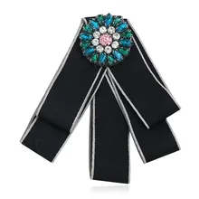 Корейский милый необычный цветок с кристаллами и бантом, однотонный хлопок, ткань, галстук-бабочка, галстуки для колледжа, женское платье, блузка, вечерние, Duftgold