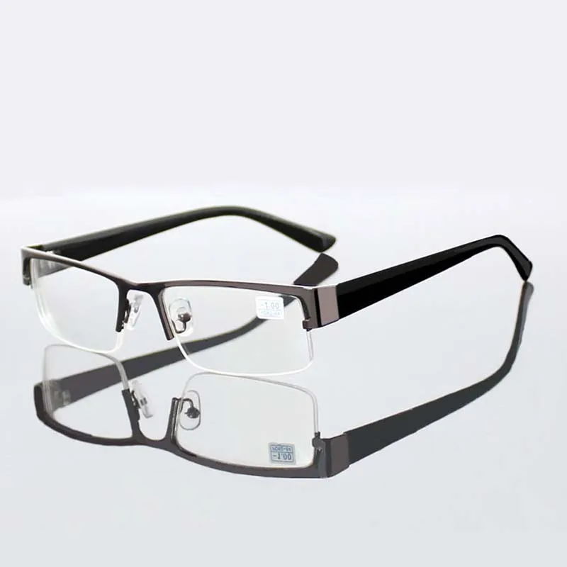 Очки из нержавеющей стали для близорукости, мужские очки, полуметаллические очки, оправа для очков-1,00-1,50-2,00-2,50-3,00-3,50-4,00