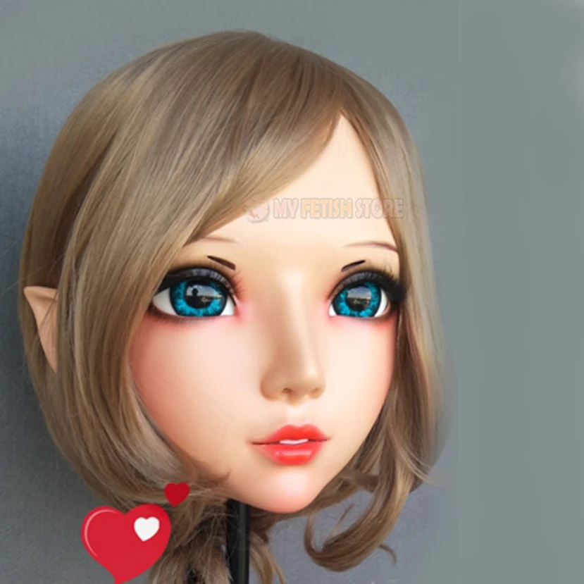 

(XiaoEr174)Sweet Girl Resin Half Head Kigurumi BJD Eyes Crossdress Female Cosplay Japanese Anime Role Lolita Mask