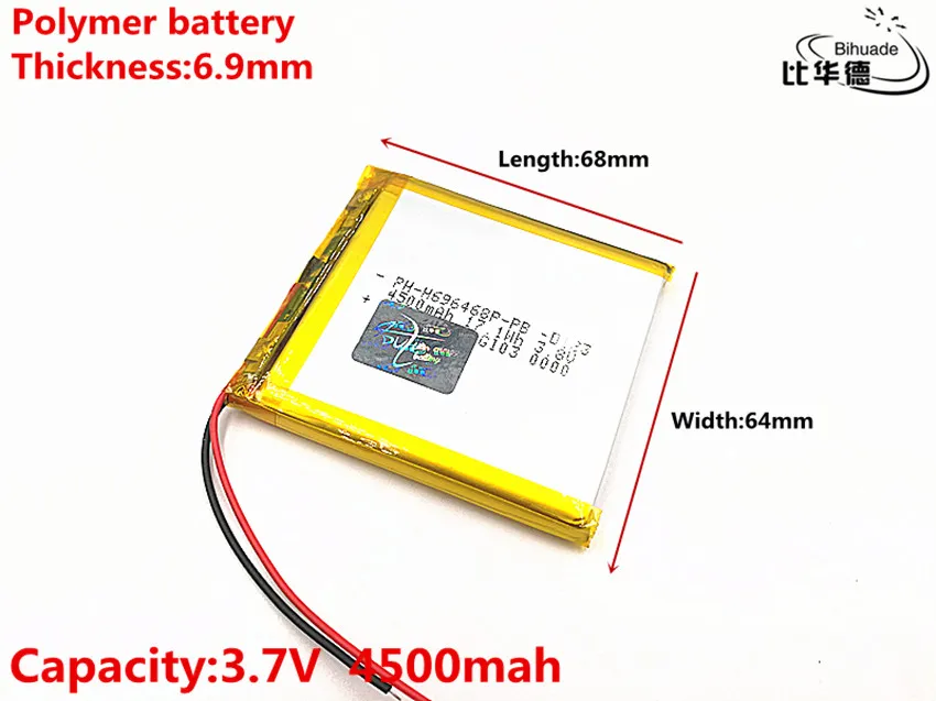 

3,7 V 4500mAH 696468 литий-ионный/литий-ионный перезаряжаемый аккумулятор для DVR,GPS,mp3,mp4