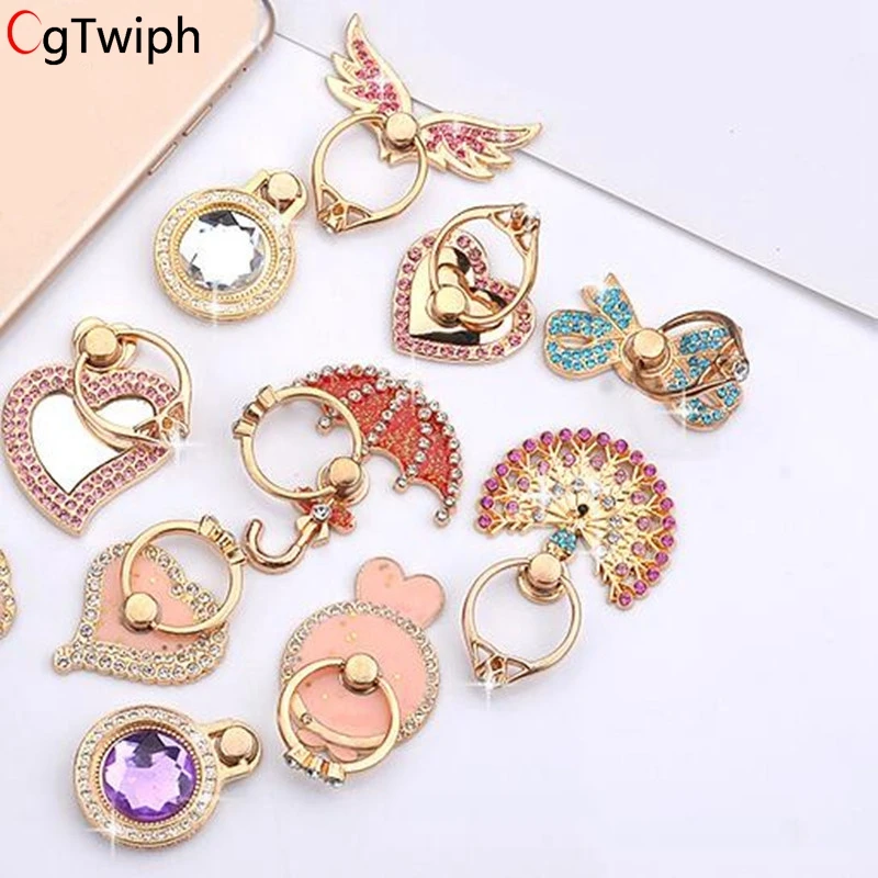 

Luxury Diamond 360 Degree Mobile Phone Stand Holder Finger Ring Stand For iPhone 8 X Huawei All Smartphone Mobile Phone Holders