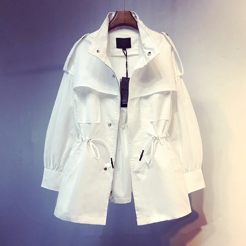 

Spring and summer new tooling windbreaker in the long section of autumn loose thin section casual embroidered women's jacket