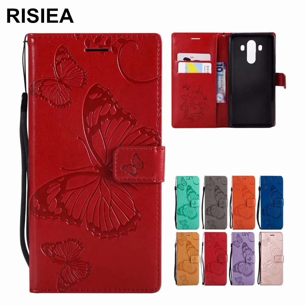 

RISIEA Luxury Leather Flip Wallet Case For huawei mate 7 8 9 10 lite pro Case for Honor 10 9 lite Phone Case Cover