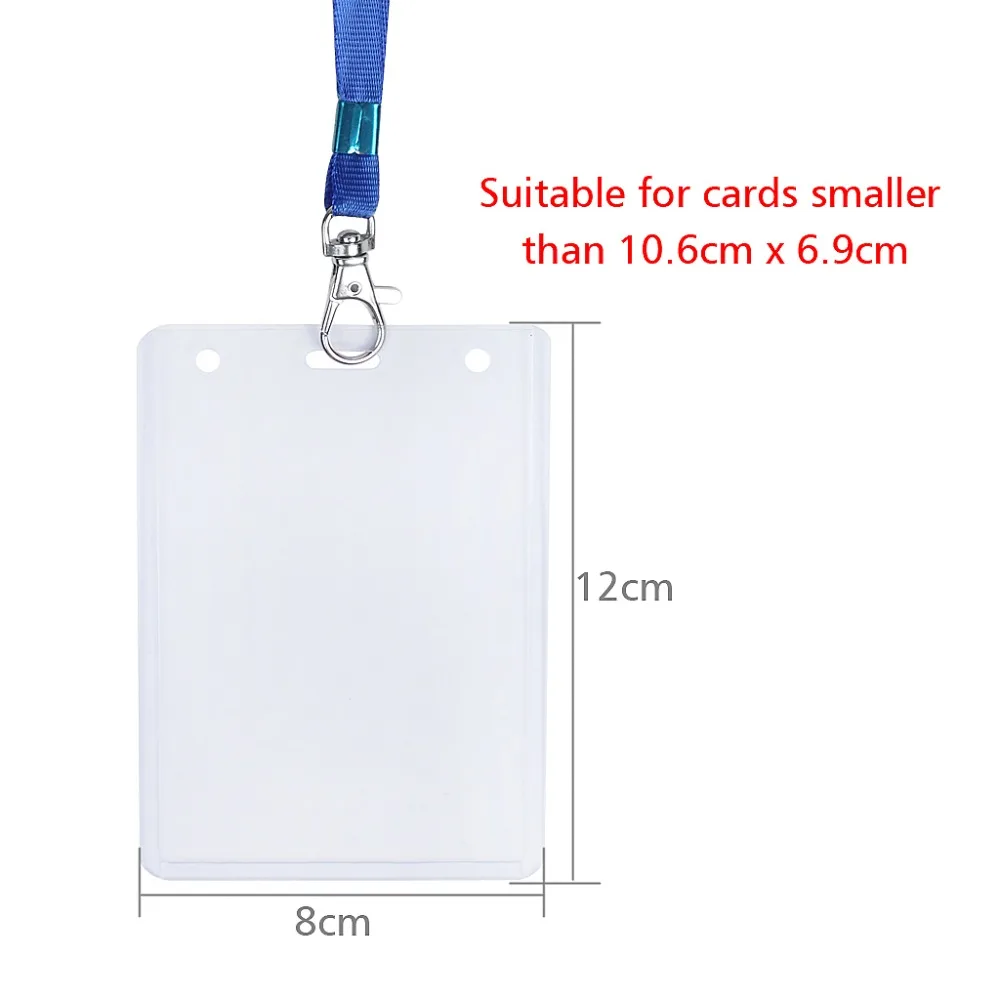 6 Packs of ID Card Holder With Blue Metal Clip Neck Lanyard 4.723.15inch Transparent Badge Card Holder For Office Exhibition Staff Group Members (2)