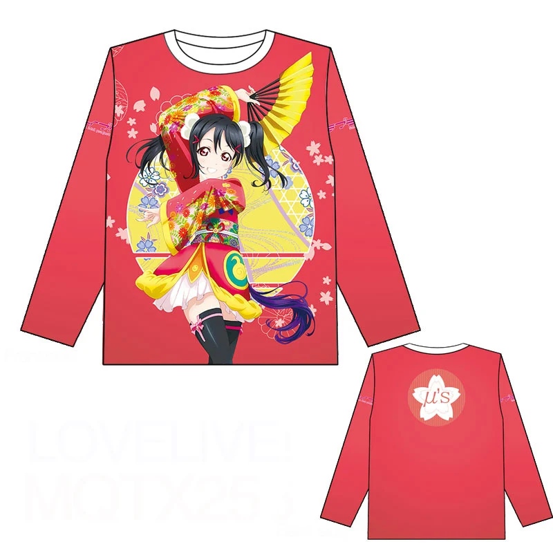 LoveLive! U's Aqours футболка с длинными рукавами косплей костюм Love Live весна осень модные мужские и женские футболки повседневные футболки
