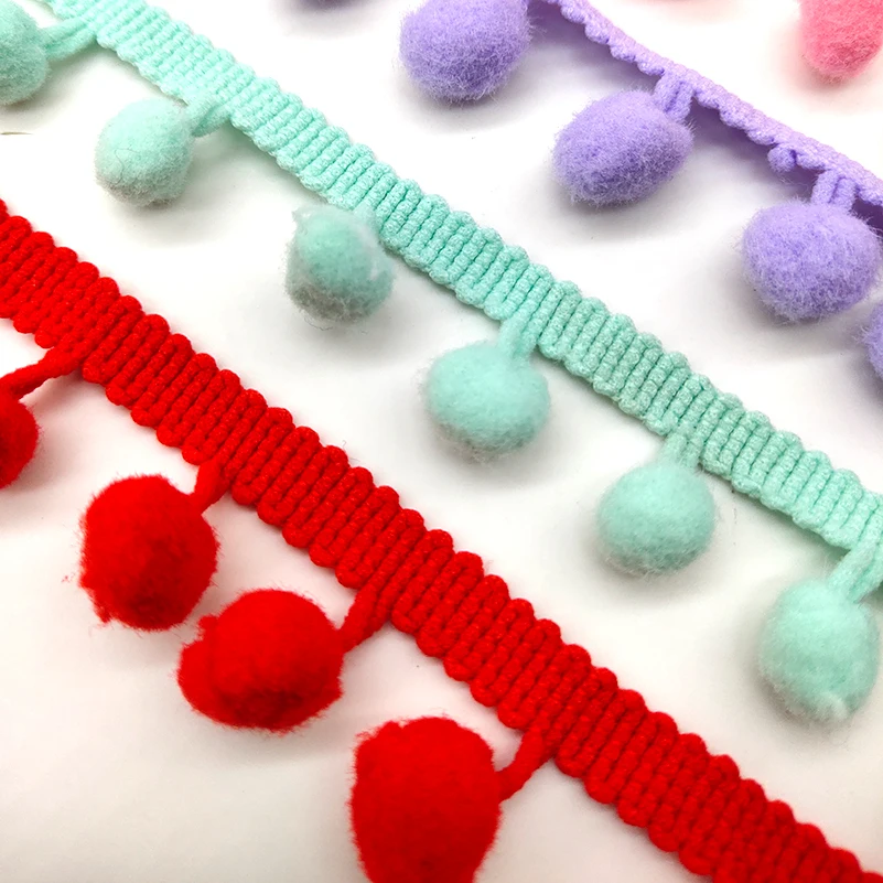 

2 Yards Pom Pom Trim Ball 20MM Width MINI Pearl Pompom Fringe Ribbon Sewing Lace Kintted Fabric Handmade DIY Craft Accessories
