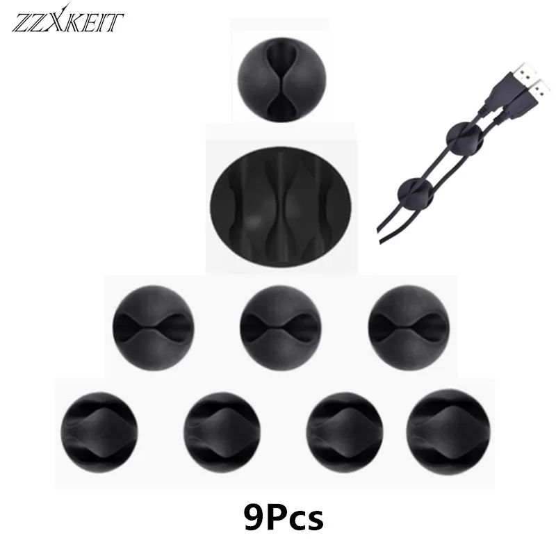 9Pcs/Lot Mixing Mash Up Porous Cable Clips Cord Organizer Cable Management Self-Adhesive desktop Cable Fixed clamp