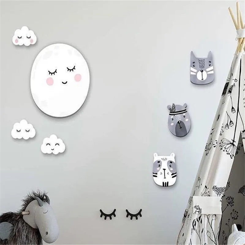 

Limited Nordic style moon solid wood wall stickers art living room bedroom wall Christmas decoration home decoration accessories