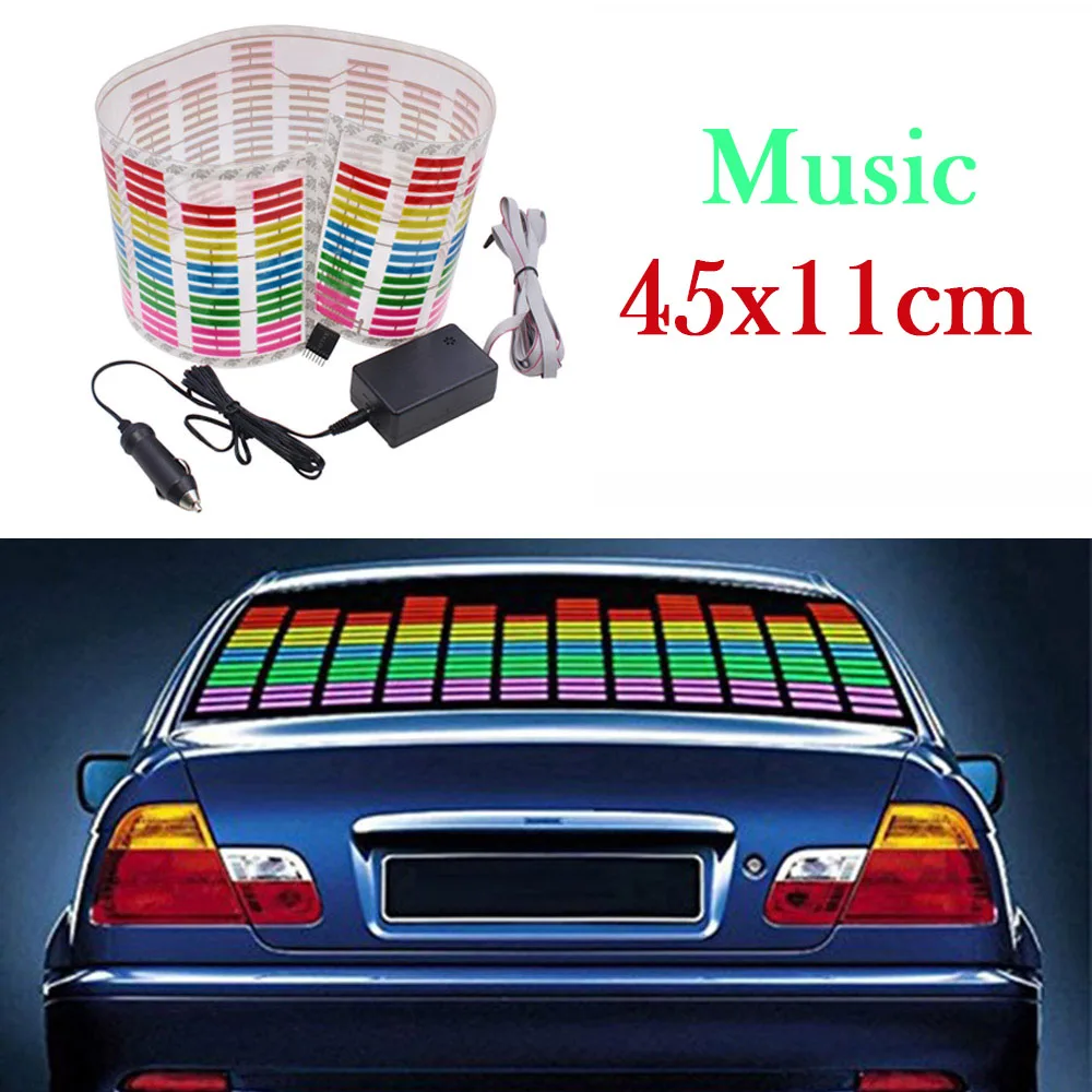 

New Arrival 45x11cm Music Rhythm LED Flash Light Lamp Sound Activated Equalizer Car Sticker Free shipping