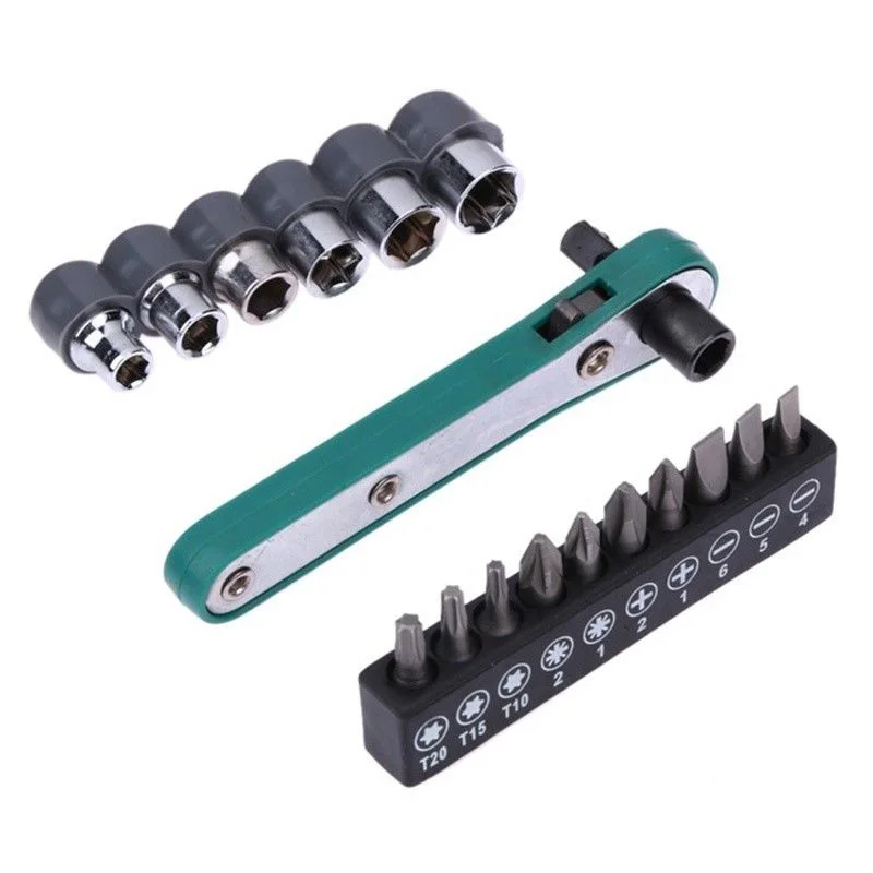 

17pcs Set 1/4 Inch Ratchet Wrench Spanner Sockets Screwdriver Interchangeable Driver Bit HVR88