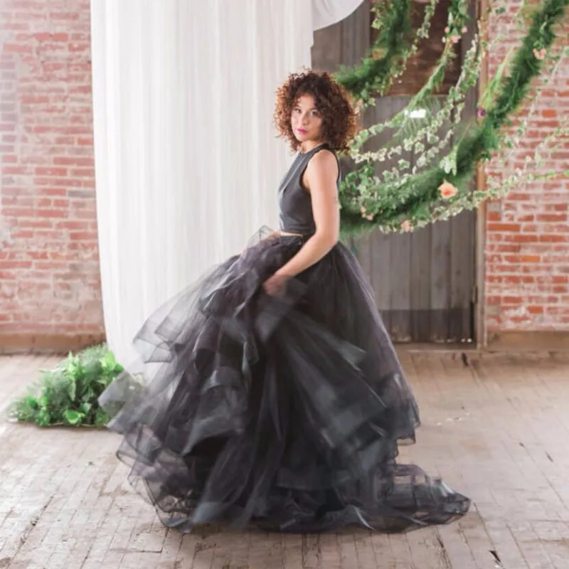 2017 New Gothic Black Ruffles 