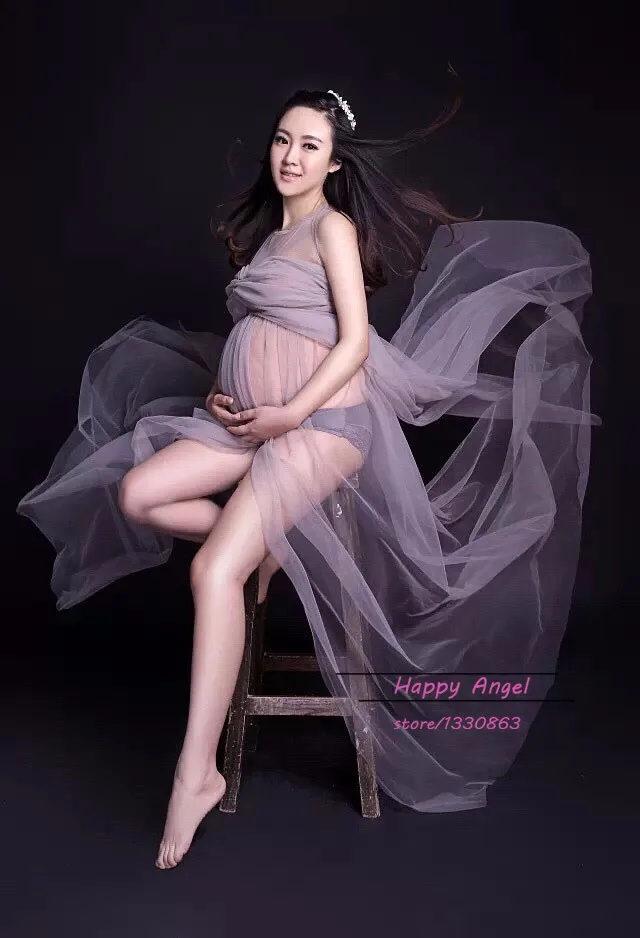 Шифон Большая распродажа серебристо-серый платье Два Слои Средства ухода за кожей для будущих мам фотостудия беременных Для женщин