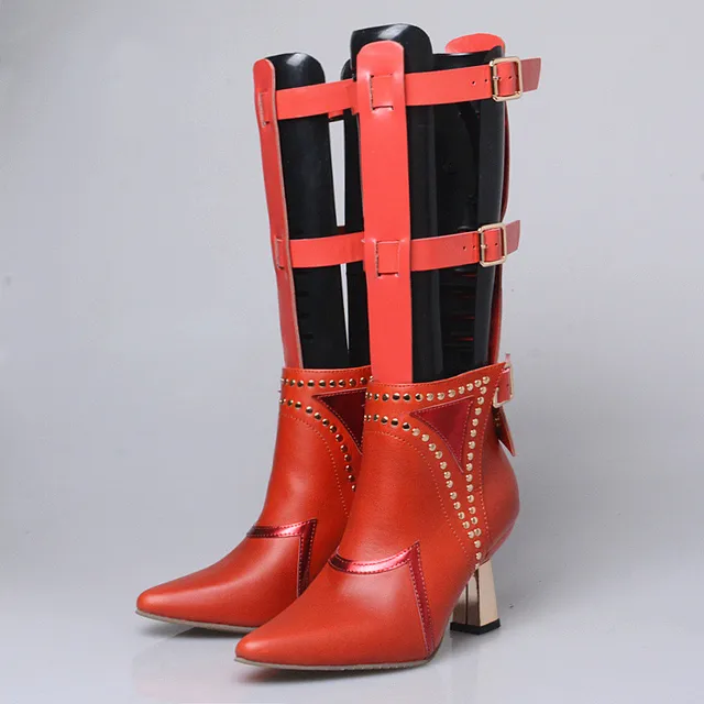 Prova Perfetto Two Wear Women Summer Boots Pointed Toe Rivets Studded